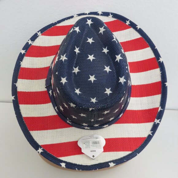 American Flag USA Cowboy Hat Red White Blue Straw Unisex Cowboy Western - Picture 6 of 8